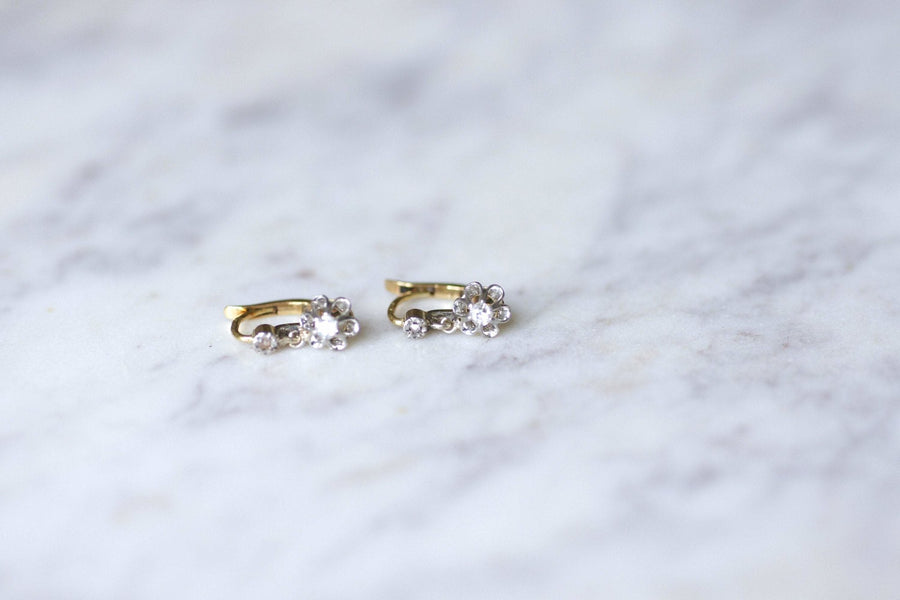 Antique gold, platinum and diamond earrings - Galerie Pénélope