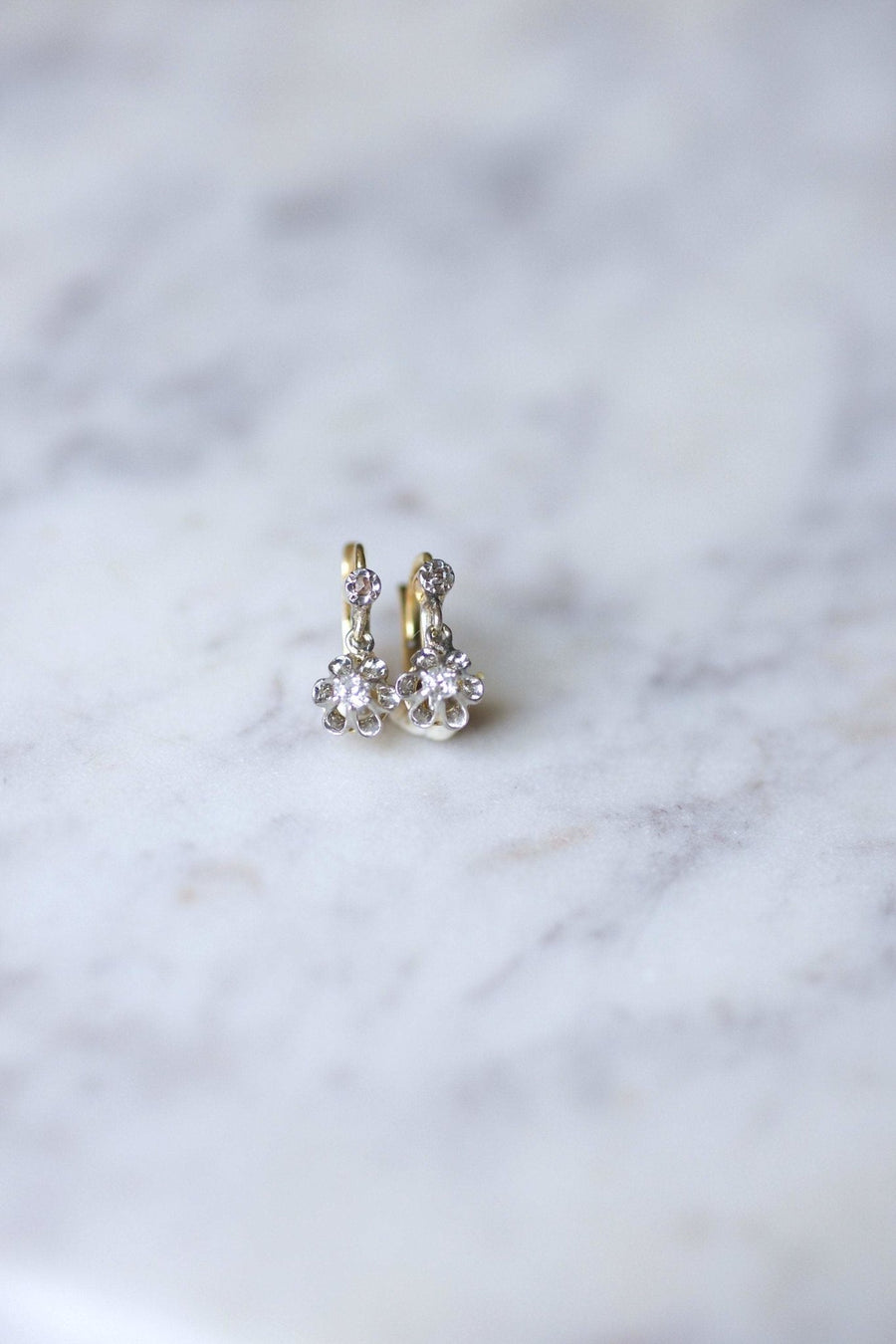 Antique gold, platinum and diamond earrings - Galerie Pénélope