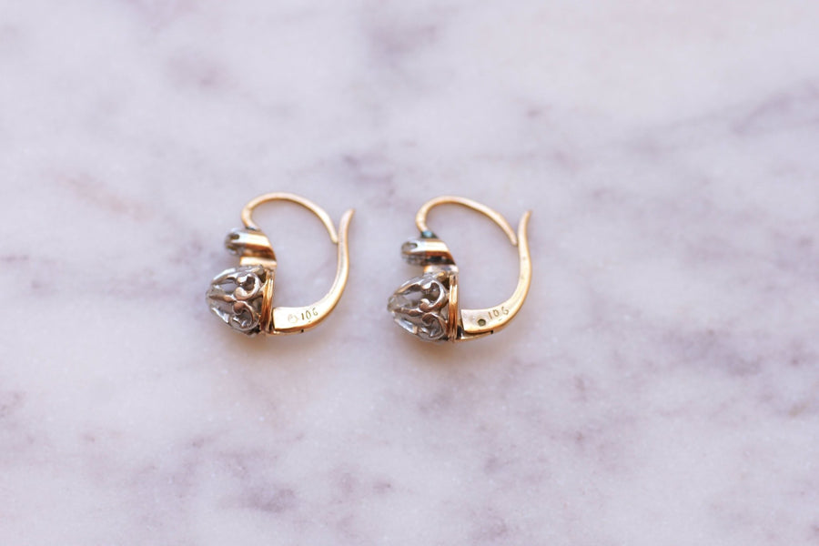 Antique gold, platinum and diamond earrings - Galerie Pénélope