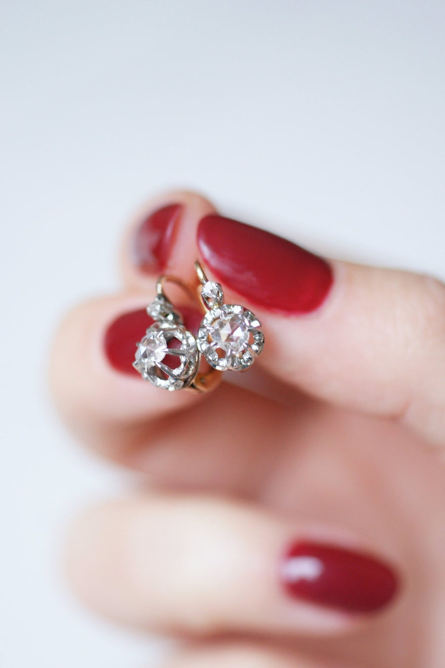 Antique gold, platinum and diamond earrings - Galerie Pénélope
