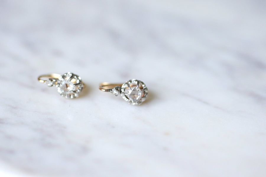 Antique gold, platinum and diamond earrings - Galerie Pénélope