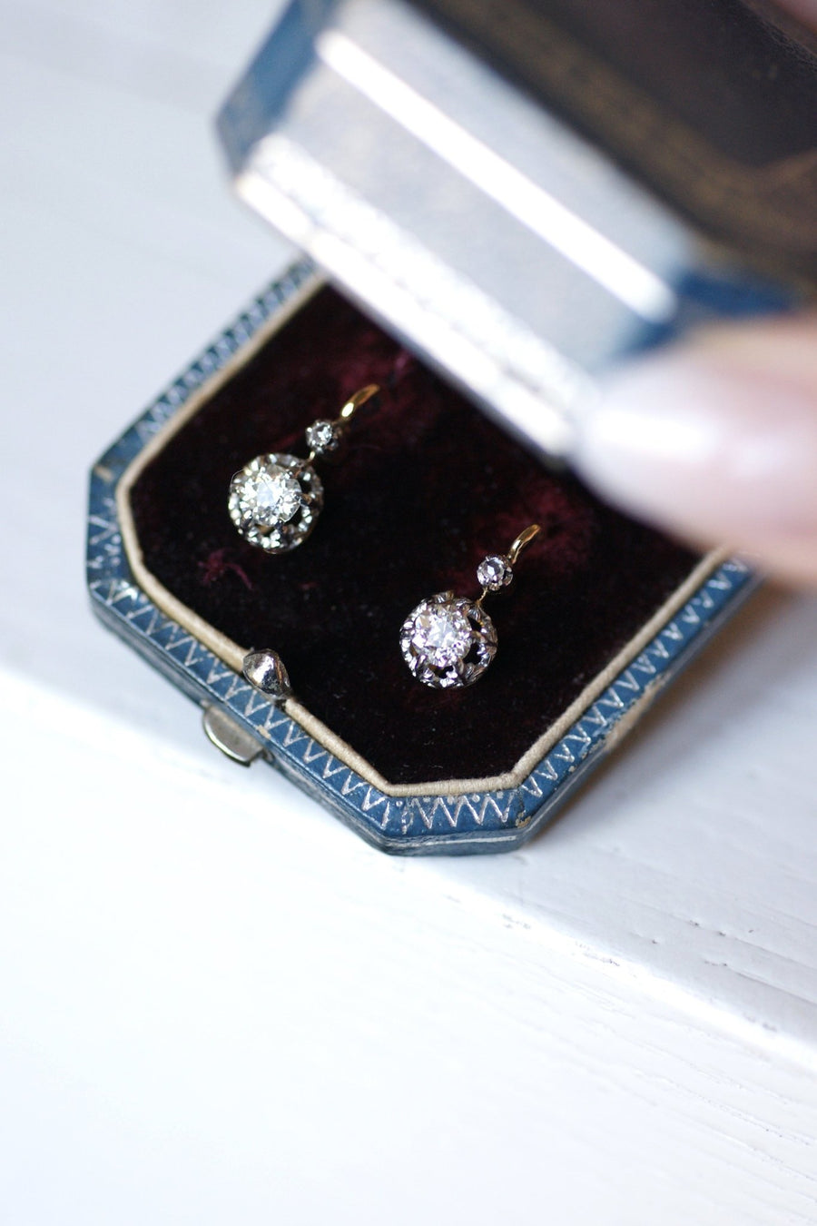 Antique gold, platinum and diamond earrings - Galerie Pénélope