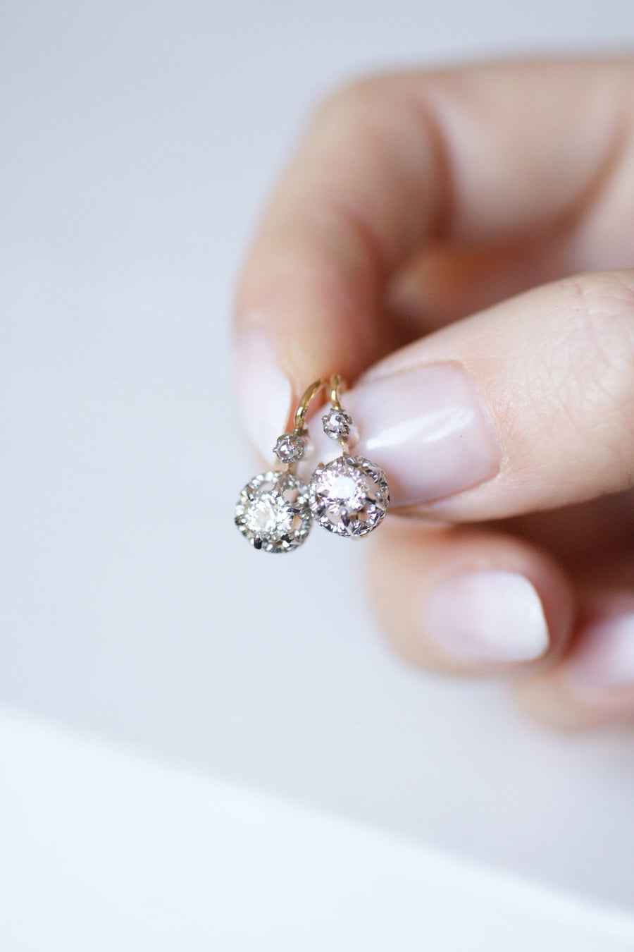 Antique gold, platinum and diamond earrings - Galerie Pénélope