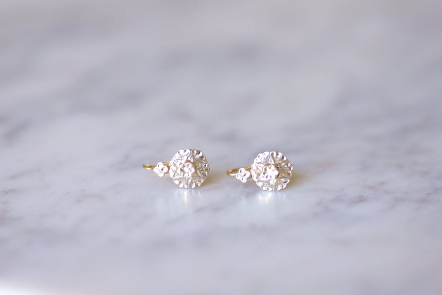 Antique gold and diamond sleeper earrings - Penelope Gallery