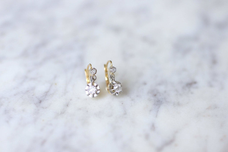 Antique diamond sleeper earrings - Penelope Gallery