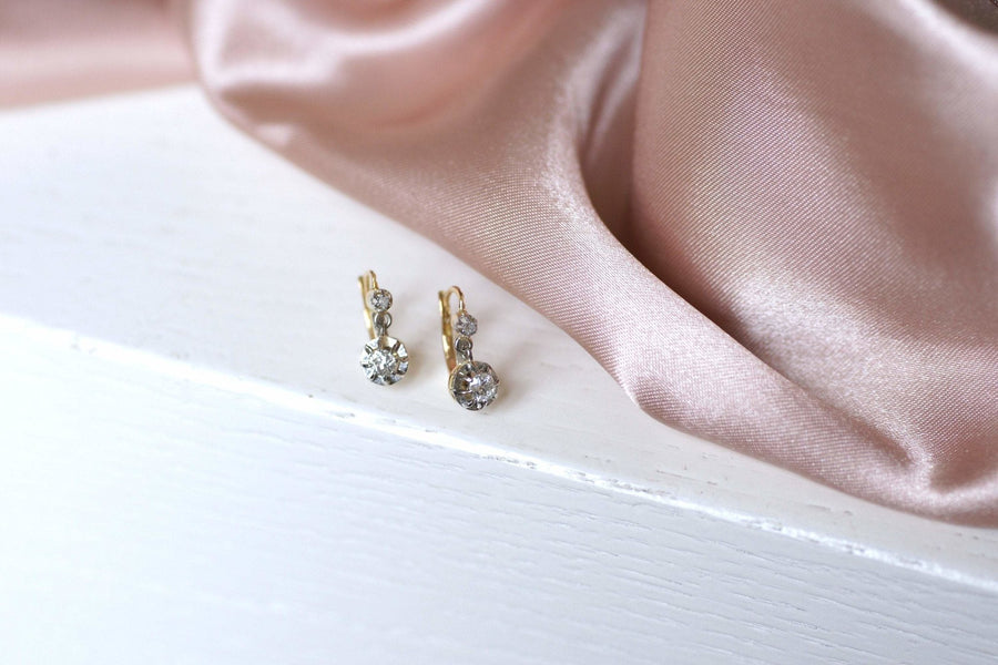 Antique diamond sleeper earrings - Penelope Gallery