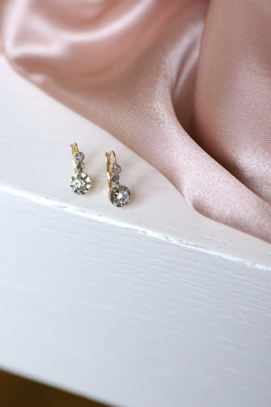 Antique diamond sleeper earrings - Penelope Gallery
