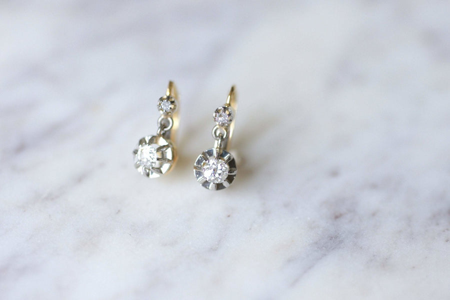 Antique diamond sleeper earrings - Penelope Gallery