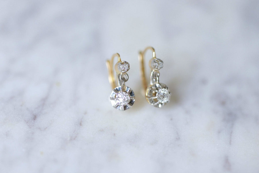 Antique diamond sleeper earrings - Penelope Gallery