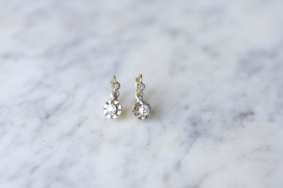 Antique diamond sleeper earrings - Penelope Gallery