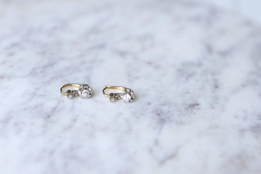 Antique diamond sleeper earrings - Penelope Gallery
