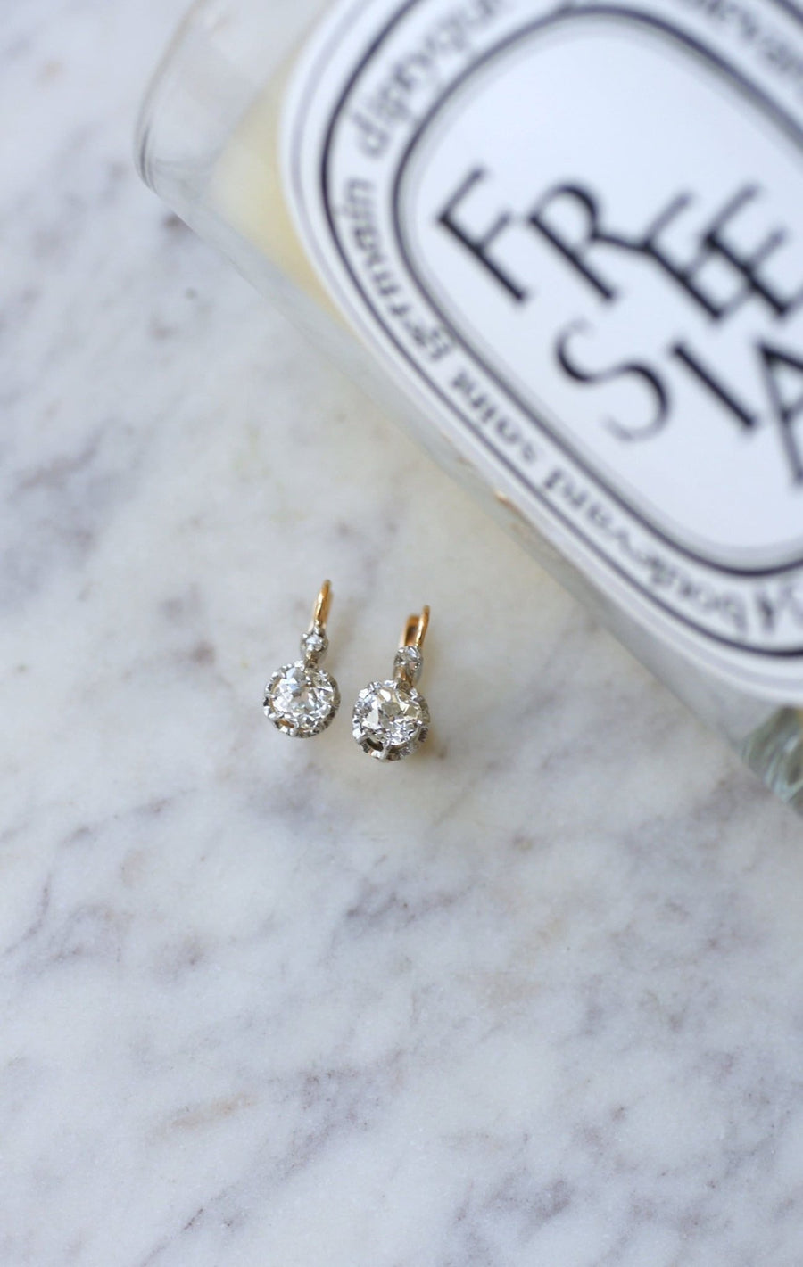 Cushion diamond earrings 1.20 Cts - Galerie Pénélope