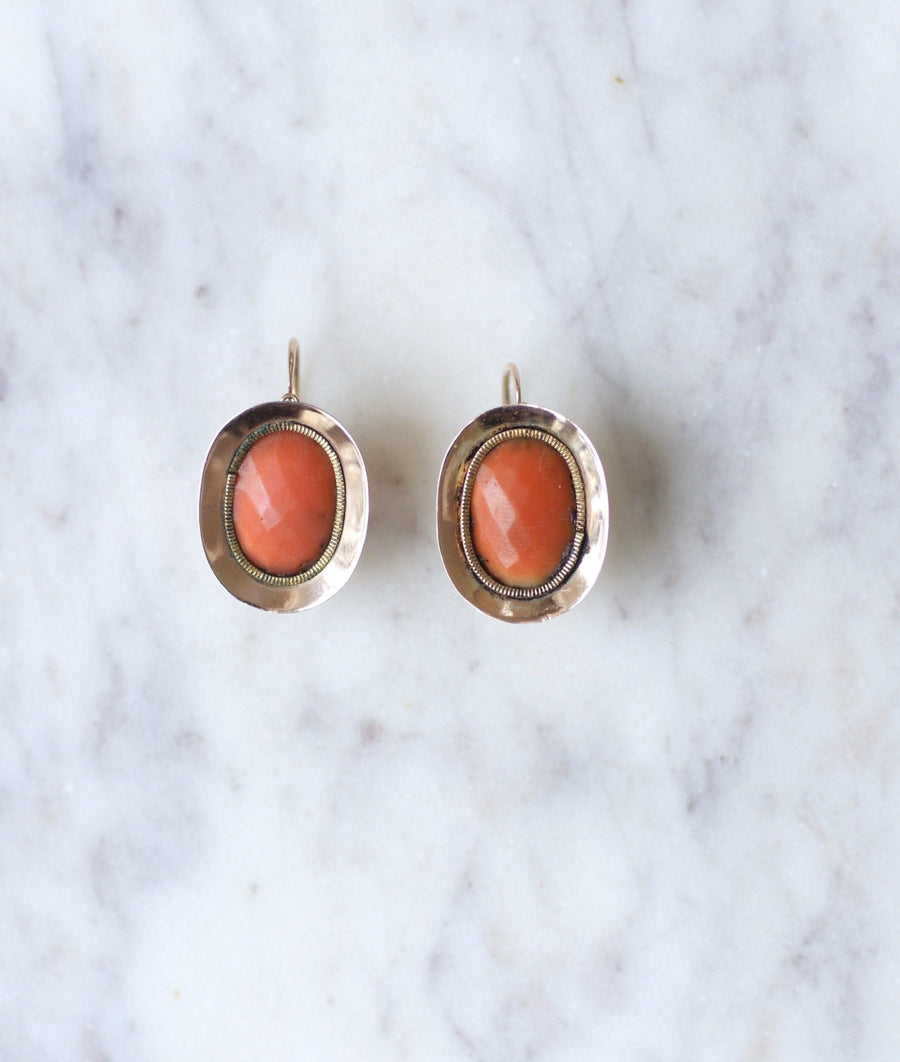 Antique coral drop earrings - Penelope Gallery