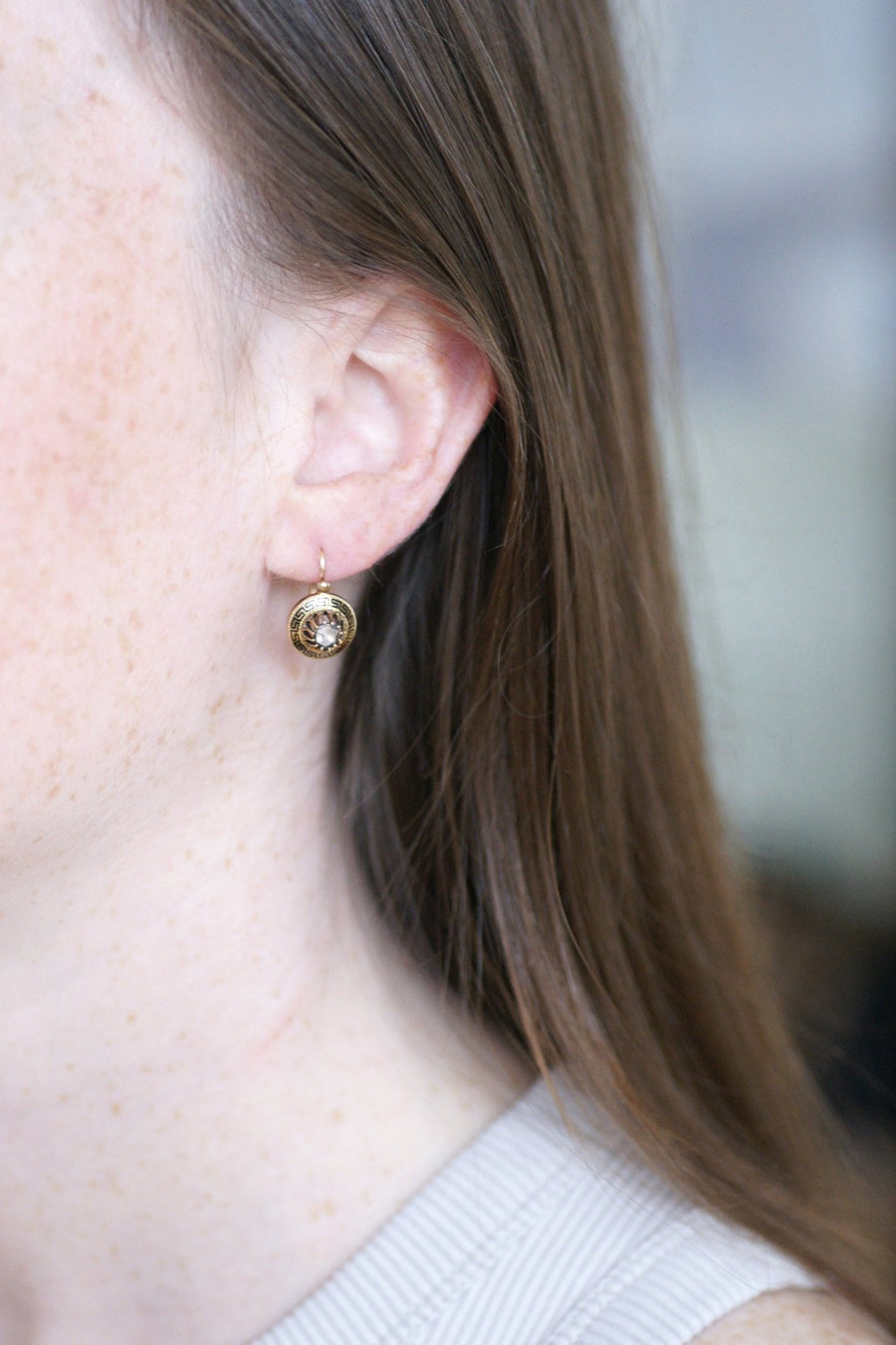 Greek meander earrings with diamonds - Galerie Pénélope