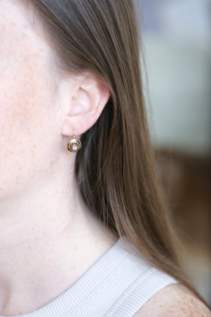 Greek meander earrings with diamonds - Galerie Pénélope
