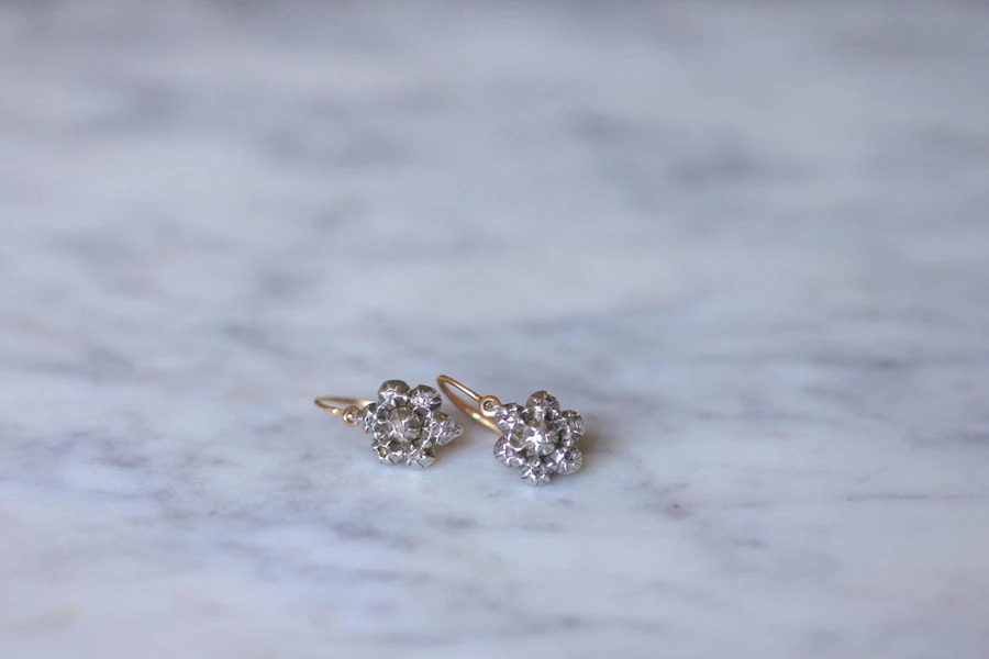 Gold, silver and diamond earrings - Galerie Pénélope