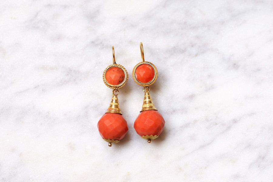Coral earrings gold hot sale