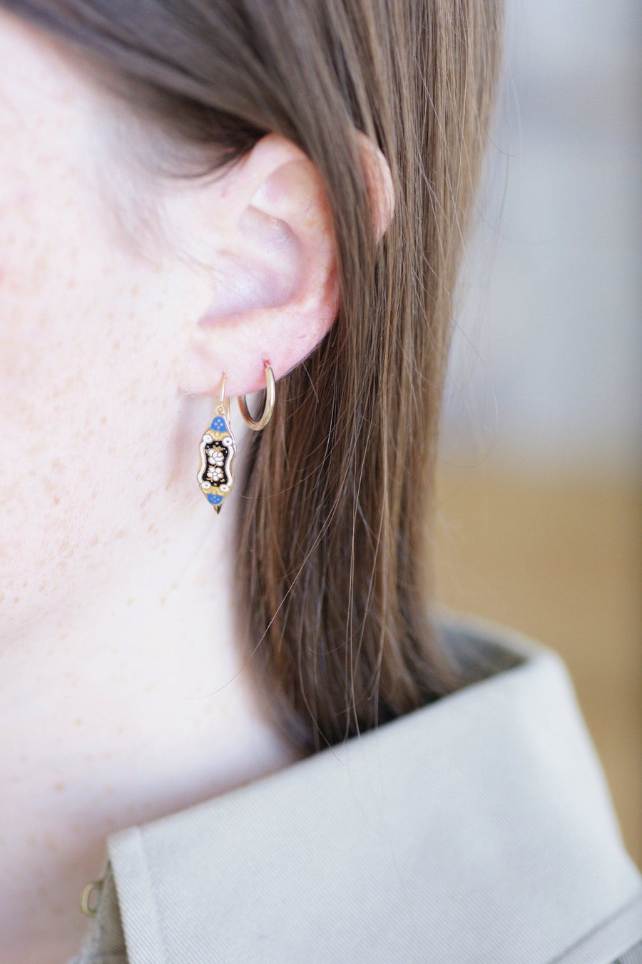 Gold and blue enamel fish earrings - Penelope Gallery