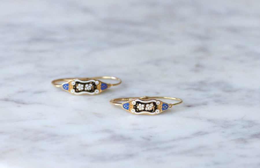 Gold and blue enamel fish earrings - Penelope Gallery