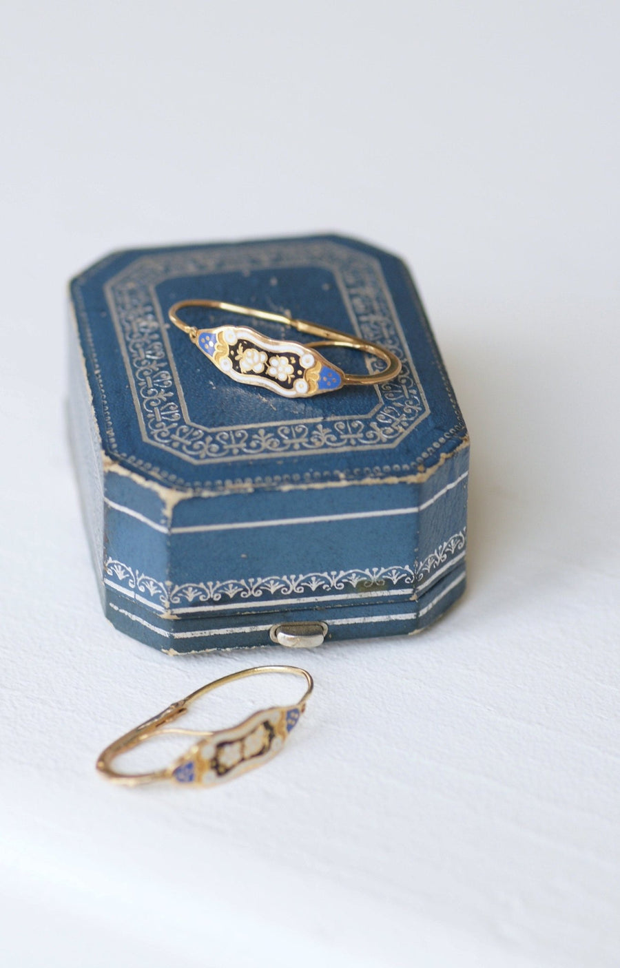 Gold and blue enamel fish earrings - Penelope Gallery