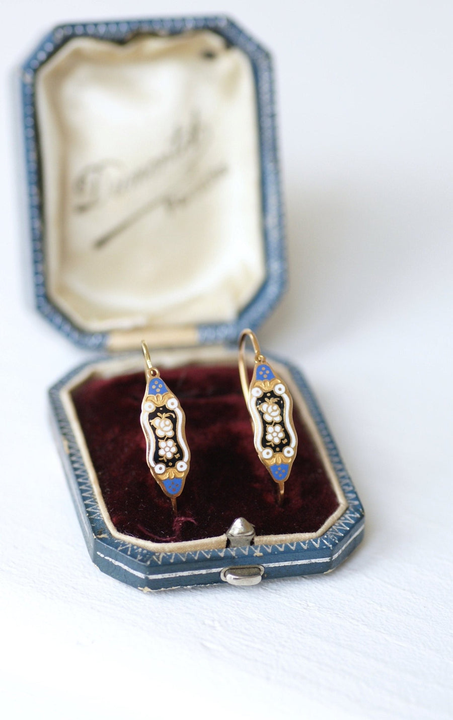 Gold and blue enamel fish earrings - Penelope Gallery