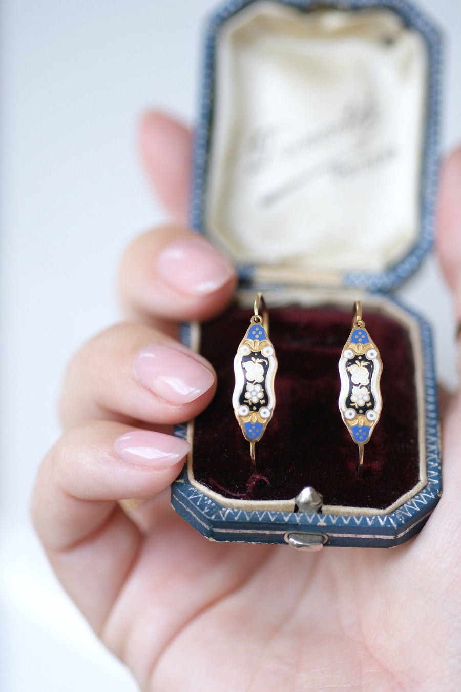 Gold and blue enamel fish earrings - Penelope Gallery