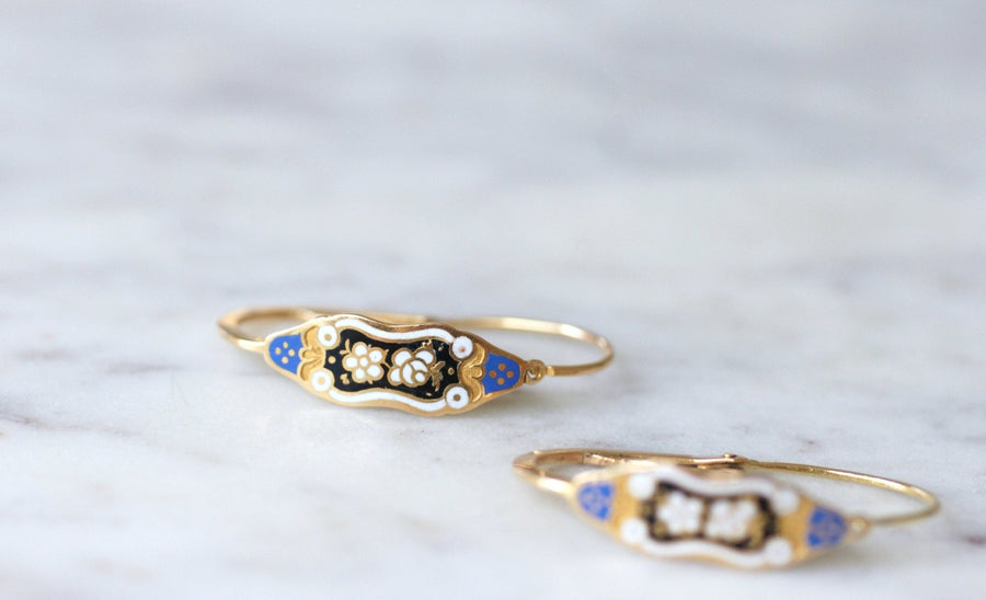 Gold and blue enamel fish earrings - Penelope Gallery