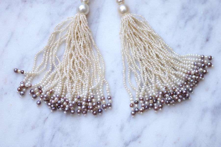 Gold and cultured pearl pompom earrings - Galerie Pénélope