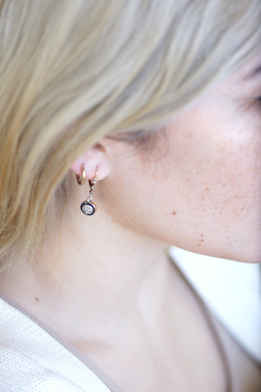 Round Art Deco diamond earrings - Penelope Gallery