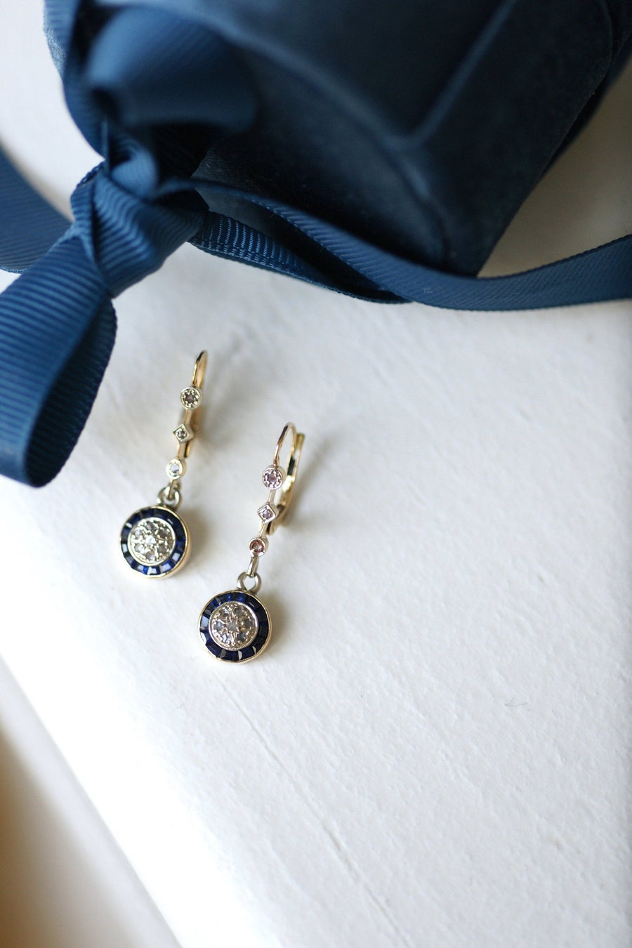Round Art Deco diamond earrings - Penelope Gallery