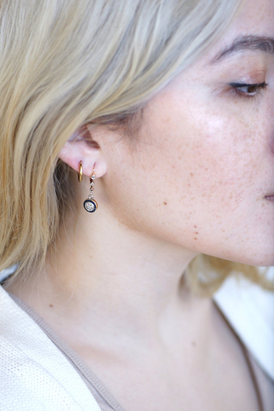 Round Art Deco diamond earrings - Penelope Gallery