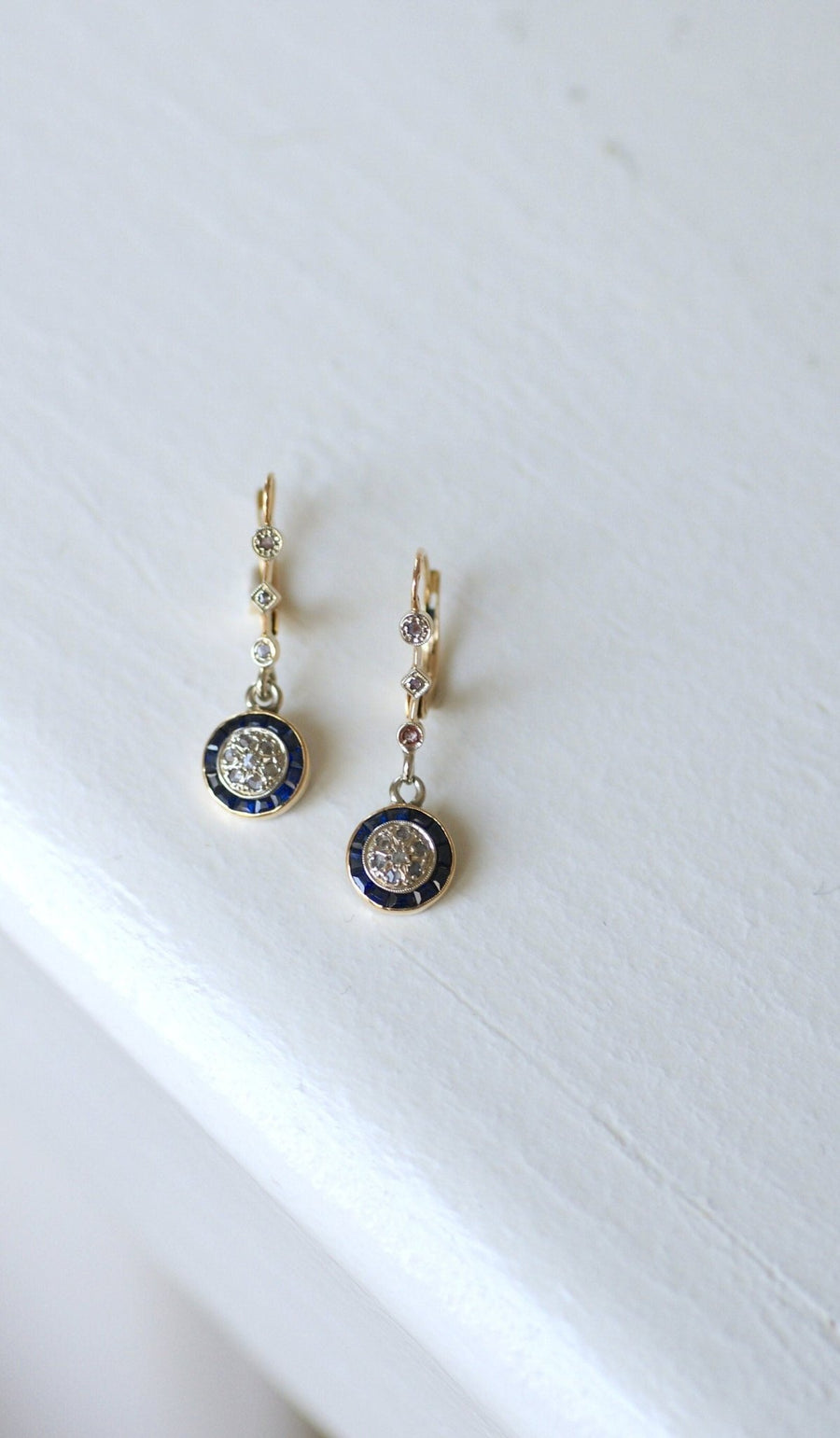Round Art Deco diamond earrings - Penelope Gallery