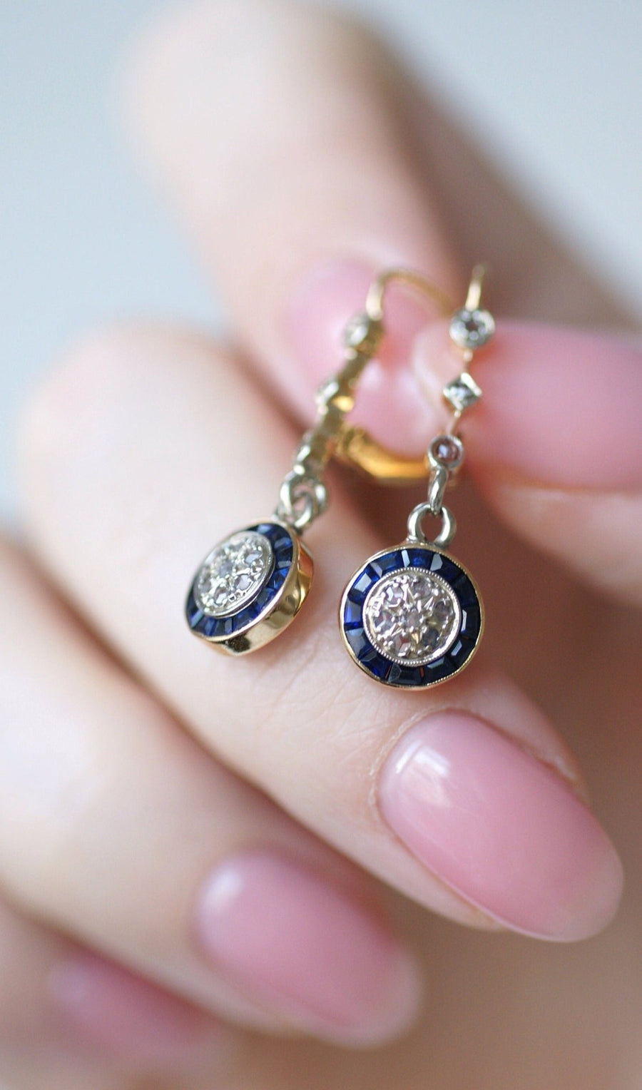 Round Art Deco diamond earrings - Penelope Gallery