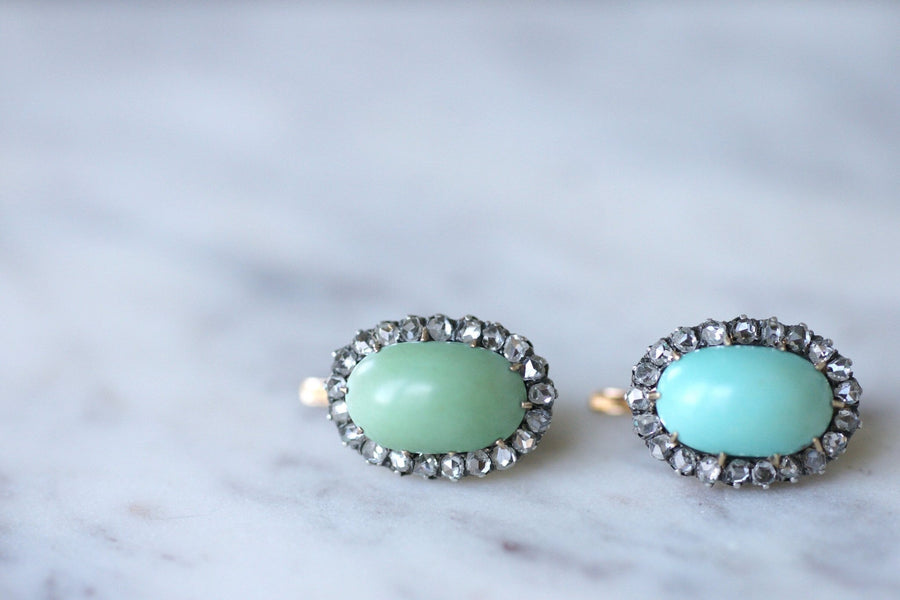 Turquoise earrings with diamonds - Galerie Pénélope