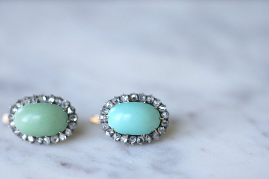 Turquoise earrings with diamonds - Galerie Pénélope
