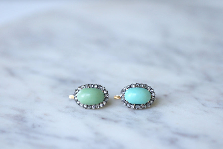 Turquoise earrings with diamonds - Galerie Pénélope