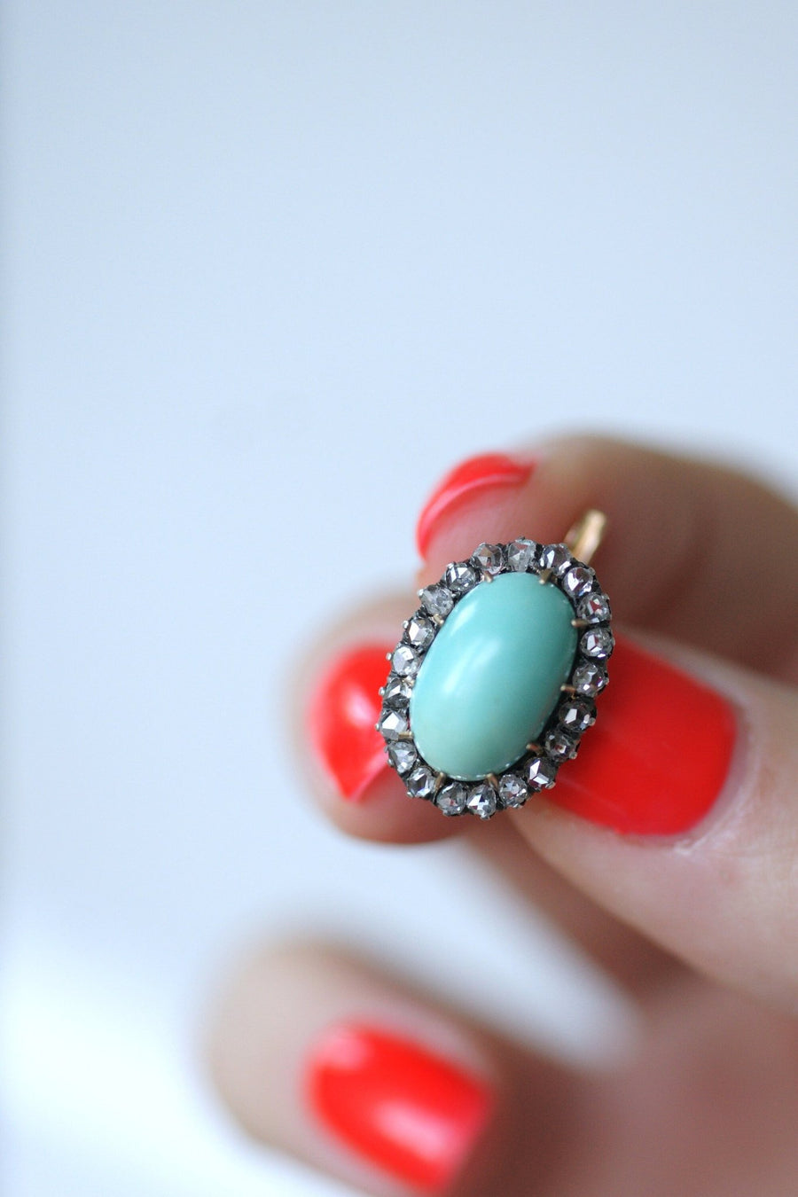 Turquoise earrings with diamonds - Galerie Pénélope