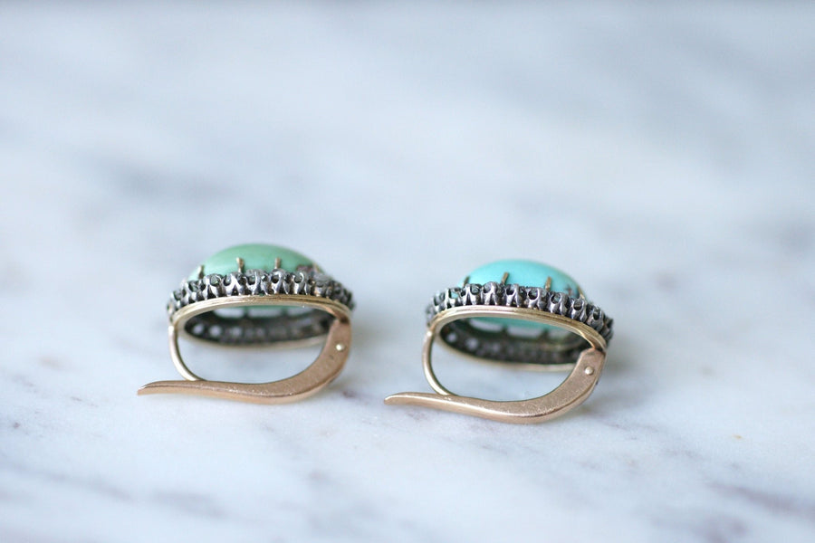 Turquoise earrings with diamonds - Galerie Pénélope