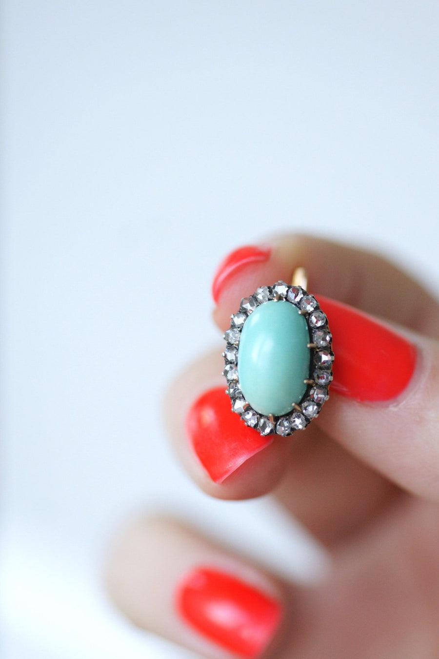 Turquoise earrings with diamonds - Galerie Pénélope