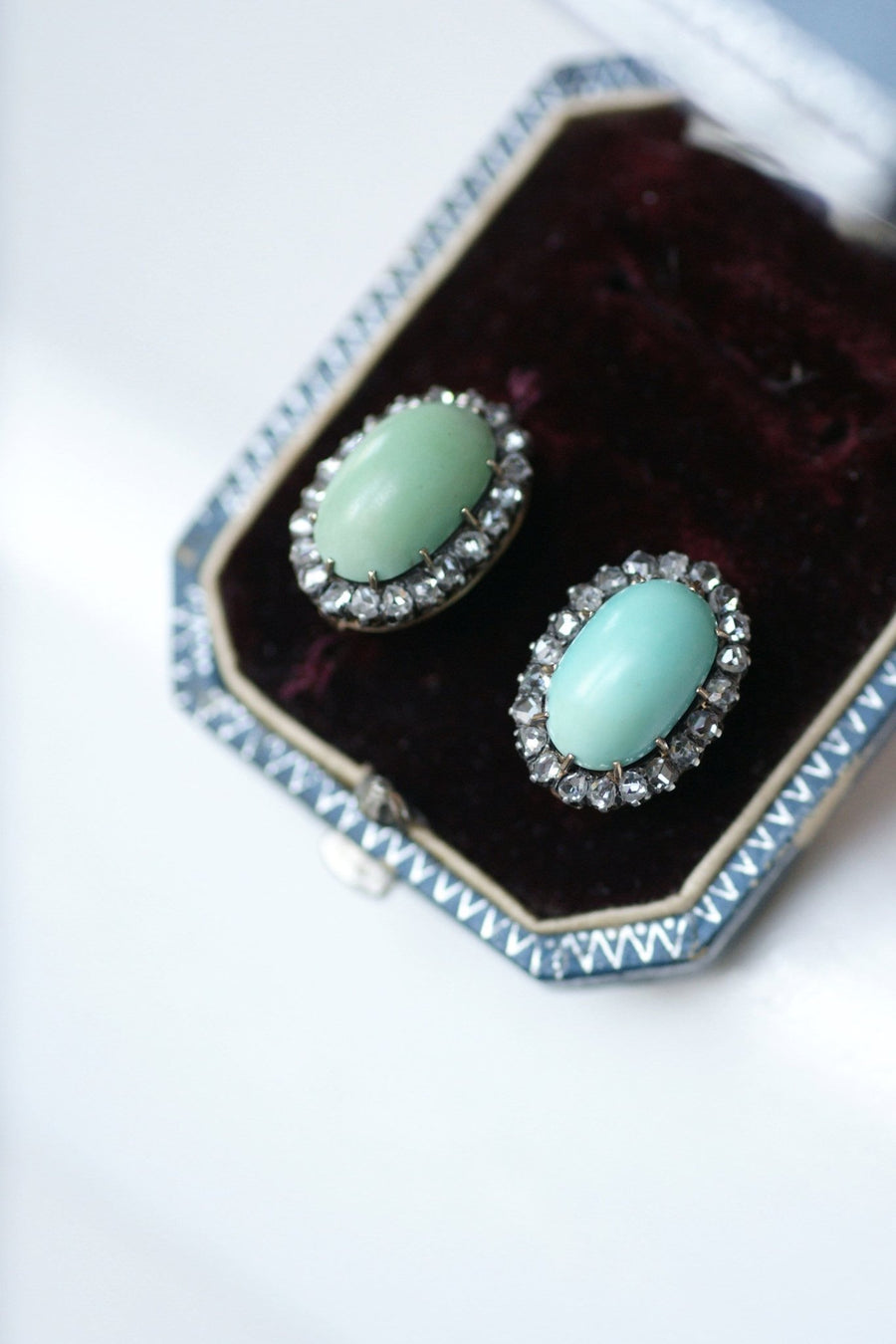 Turquoise earrings with diamonds - Galerie Pénélope