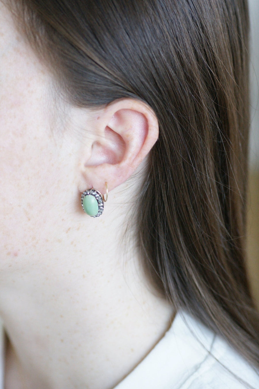 Turquoise earrings with diamonds - Galerie Pénélope