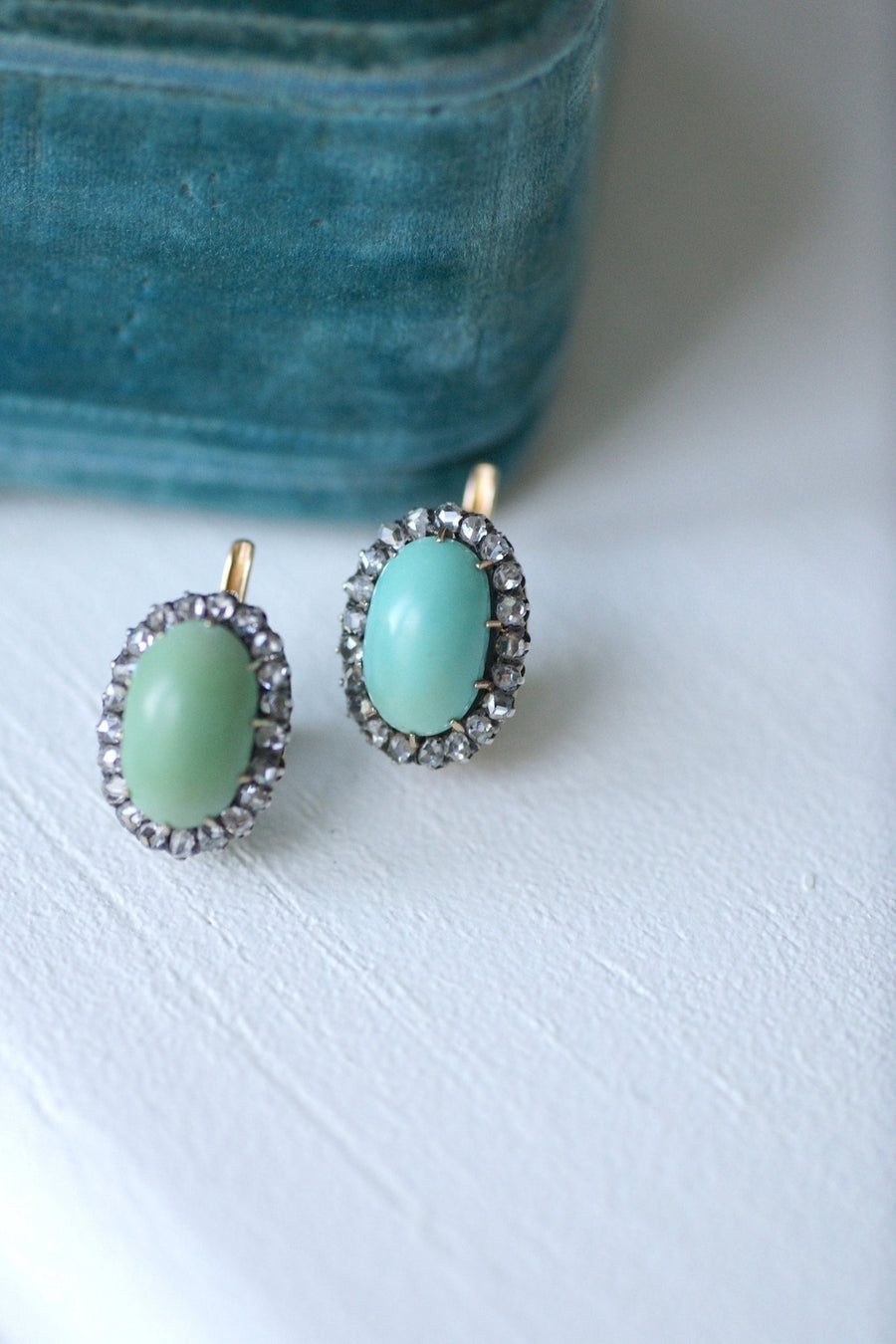Turquoise earrings with diamonds - Galerie Pénélope