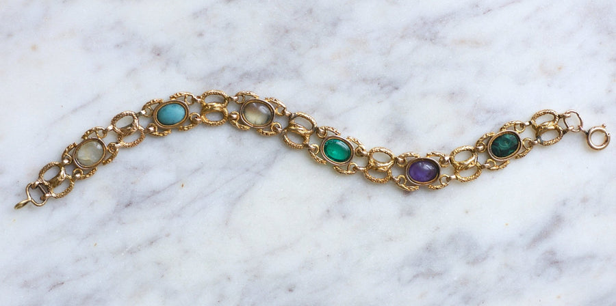 Antique acrostic bracelet, malachite, amethyst, emerald, turquoise - Penelope Gallery