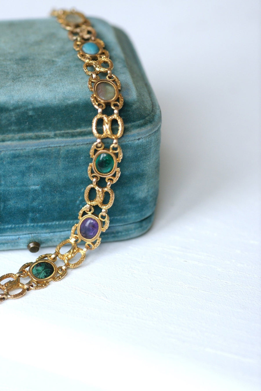 Antique acrostic bracelet, malachite, amethyst, emerald, turquoise - Penelope Gallery