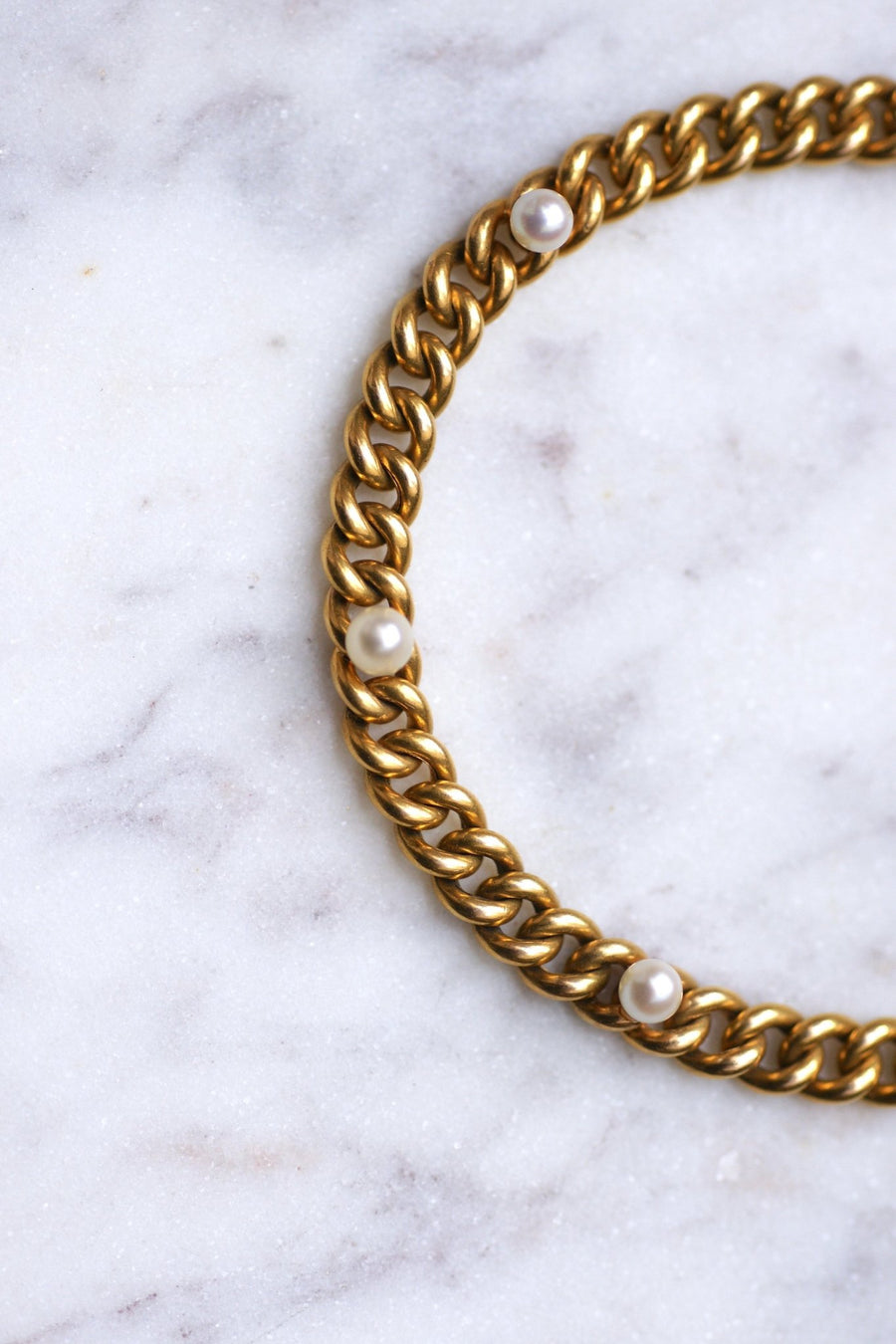 Antique yellow gold and fine pearls gourmet bracelet - Galerie Pénélope