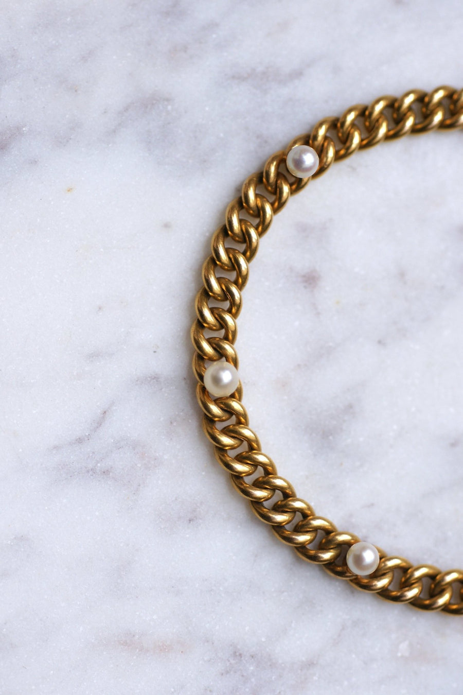 Antique yellow gold and fine pearls gourmet bracelet - Galerie Pénélope
