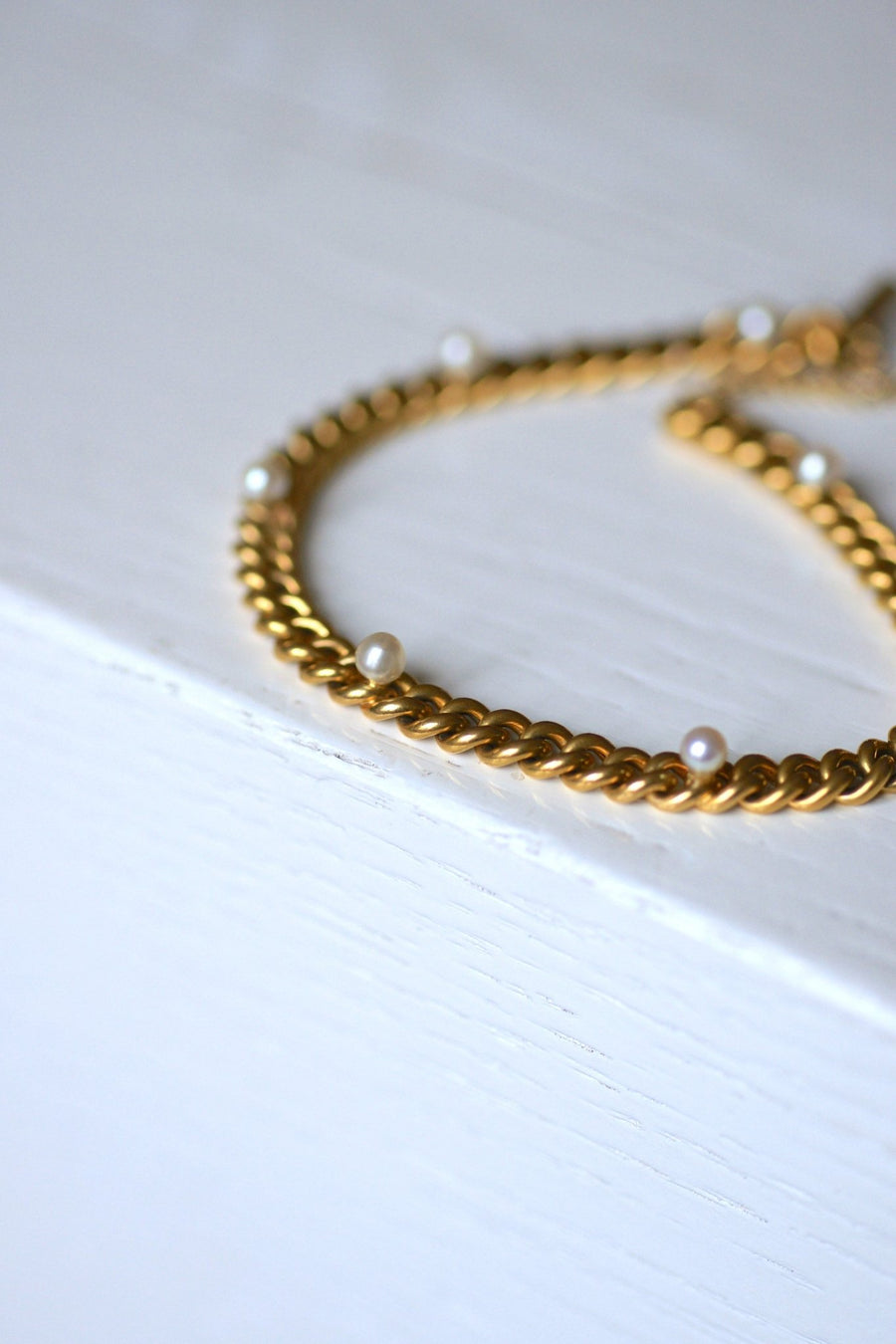 Antique yellow gold and fine pearls gourmet bracelet - Galerie Pénélope