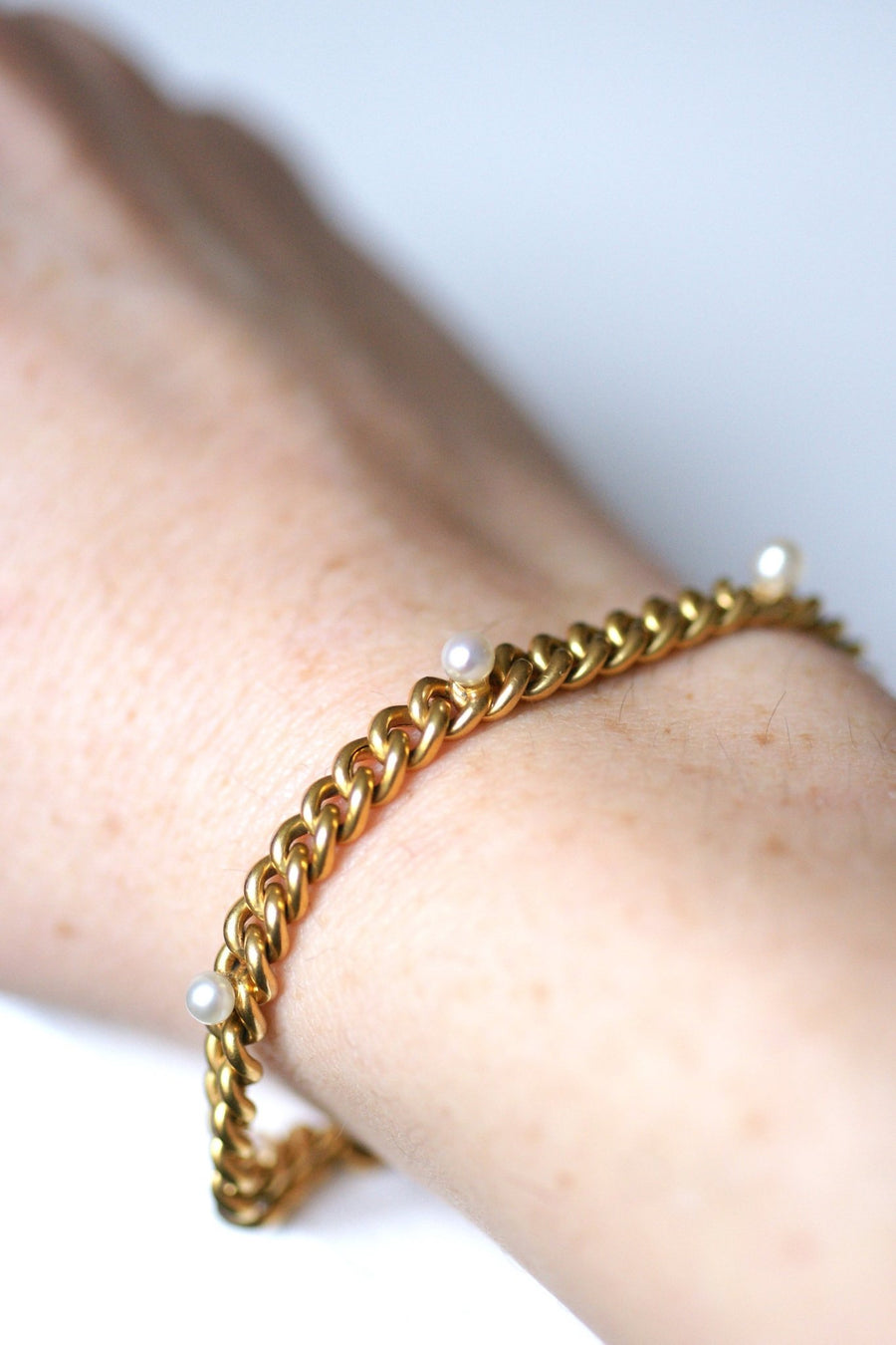 Antique yellow gold and fine pearls gourmet bracelet - Galerie Pénélope