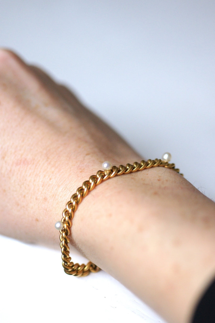 Antique yellow gold and fine pearls gourmet bracelet - Galerie Pénélope