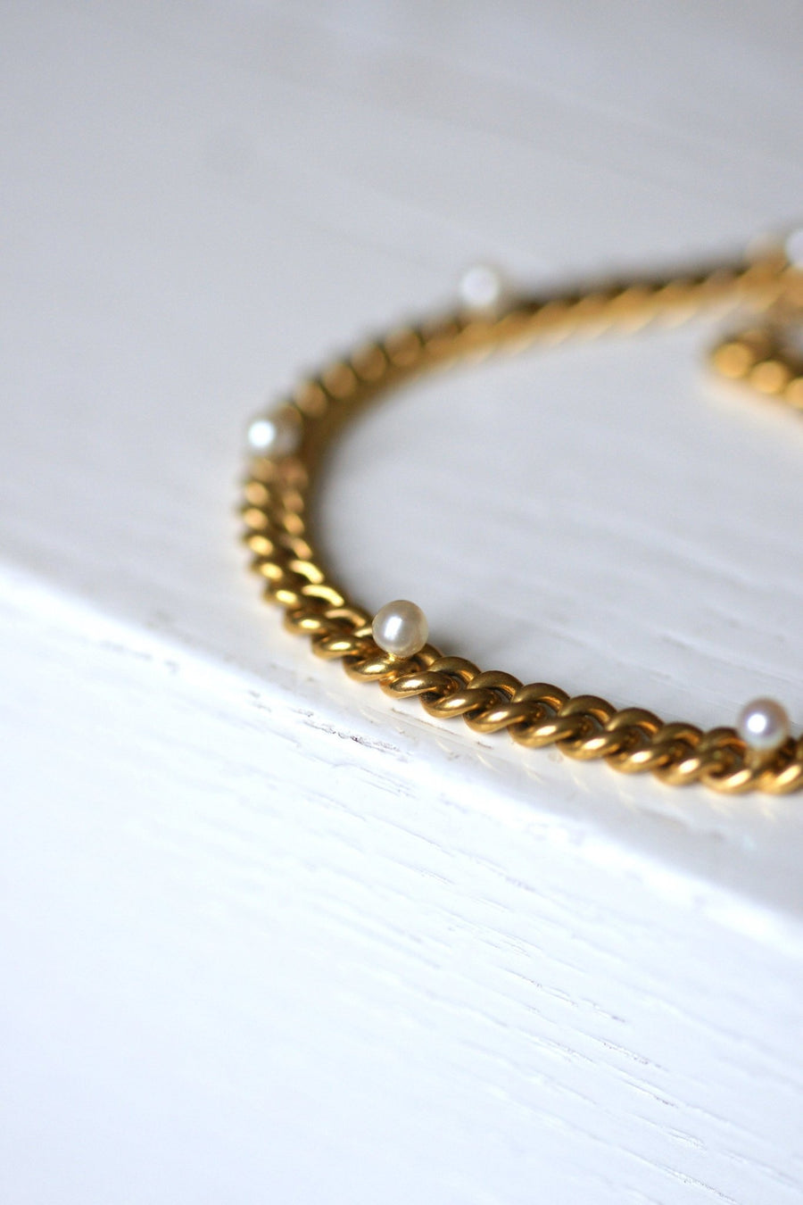 Antique yellow gold and fine pearls gourmet bracelet - Galerie Pénélope